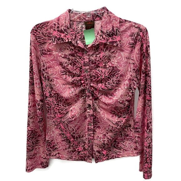 Danier Pink, Cream, & Black Floral Button Shirt - Picture 1 of 2